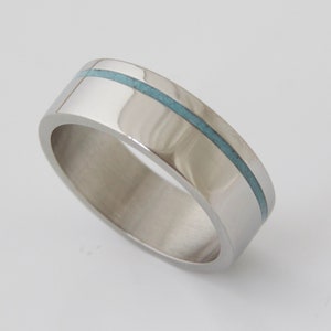 turquoise ring titanium ring titanium wedding band turquoise band men ring woman ring turquoise wedding band