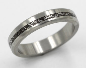 Unique Meteorite Ring For Him gibeon man ring meteorite rock wedding band titanium all size beveled band brushed finish