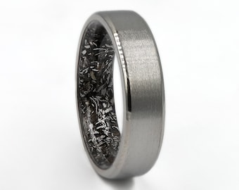 Unique Meteorite Ring For Him gibeon man ring meteorite rock wedding band titanium all size flat band brushed finish