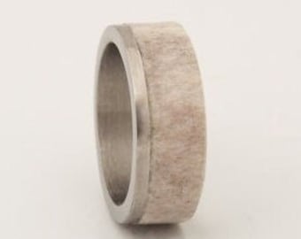 antler ring titanium band wedding ring