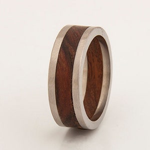 man wedding band Titanium Ring Man Ring Wood Ring Wood Wedding Band with iron wood image 1