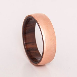 copper wood ring cocobolo ring unisex wedding ring band man ring wooden man wedding band wooden ring