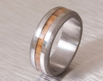 Titanium Wood ring  Titanium Ring man ring Olive Wood ring // Mens Wood Rings //wood Wedding Band //Men's  wedding Band
