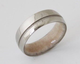 antler ring titanium ring titanium wedding band deer antler band men ring woman ring
