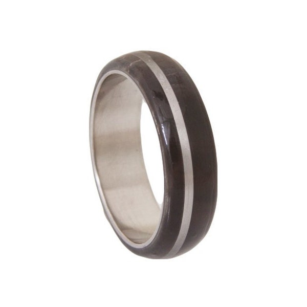 Titanium Black horn ring - Buffalo Horn Ring - black wedding band - Antler ring