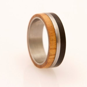 Titanium Ring man ring titanium wood wedding band ring with ebony and olive wood