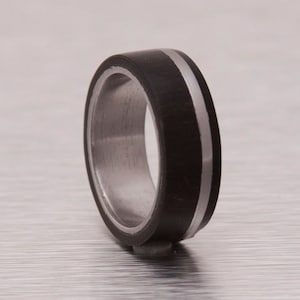 Titanium Ring Wood Ring Man Ring mens ebony ring titanium wedding band image 1