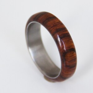Titanium Ring  man ring wood wedding band cocobolo and titanium ring wood wedding band mens wedding ring