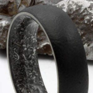 black titanium ring men women meteorite ring mens wedding band dome comfort fit 7mm width mens wedding gift for her him space ring