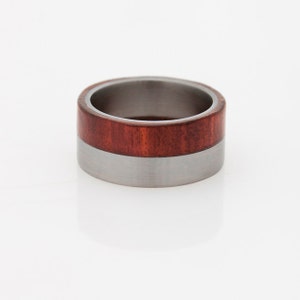 redheart wood ring titanium wood ring men mens wedding band flat ring men anniversary wood ring image 3