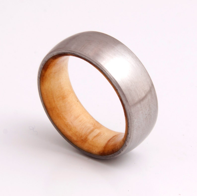 man wedding band wood ring olive with titanium wedding band man ring all size image 1