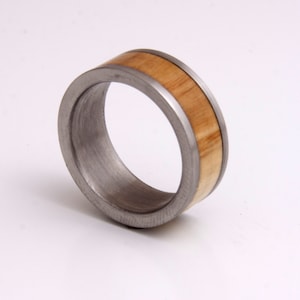 titanium ring wood ring olive ring Man Ring inlay wedding ring mens ring