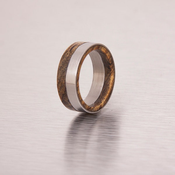 Titanium Ring Titanium and wood ring  wood ring wedding ring engagement ring mens wedding band