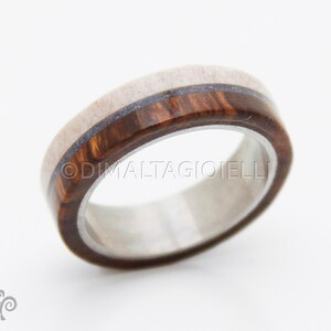 turquoise mens ring mens wedding band wood and antler with titanium and turquoise image 6