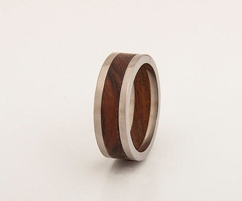 man wedding band Titanium Ring Man Ring Wood Ring Wood Wedding Band with iron wood image 2