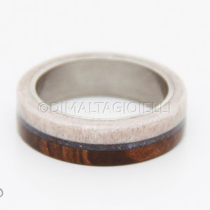 turquoise mens ring mens wedding band wood and antler with titanium and turquoise image 8