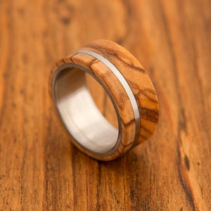 Titanium Ring man wedding band man ring olive wood ring titanium ring band mens ring image 5