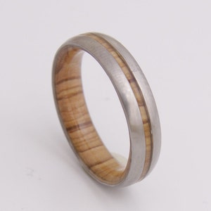 man wedding band titanium Olive wood ring size 3 to 16