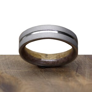 Red Garnet wedding ring fr man woman size whisky Barrel wood band bourbon wood ring titanium mens ring sandblasted raw stone image 5