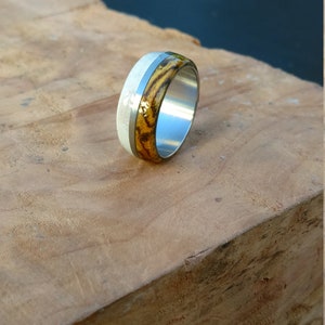 antler ring titanium ring with wood bocote deer antler band image 9