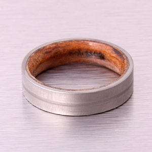 wood wedding ring flat band lined titanium wooden band for man and woman engagement wedding band size 3 to 16 brushed man wedding band image 3