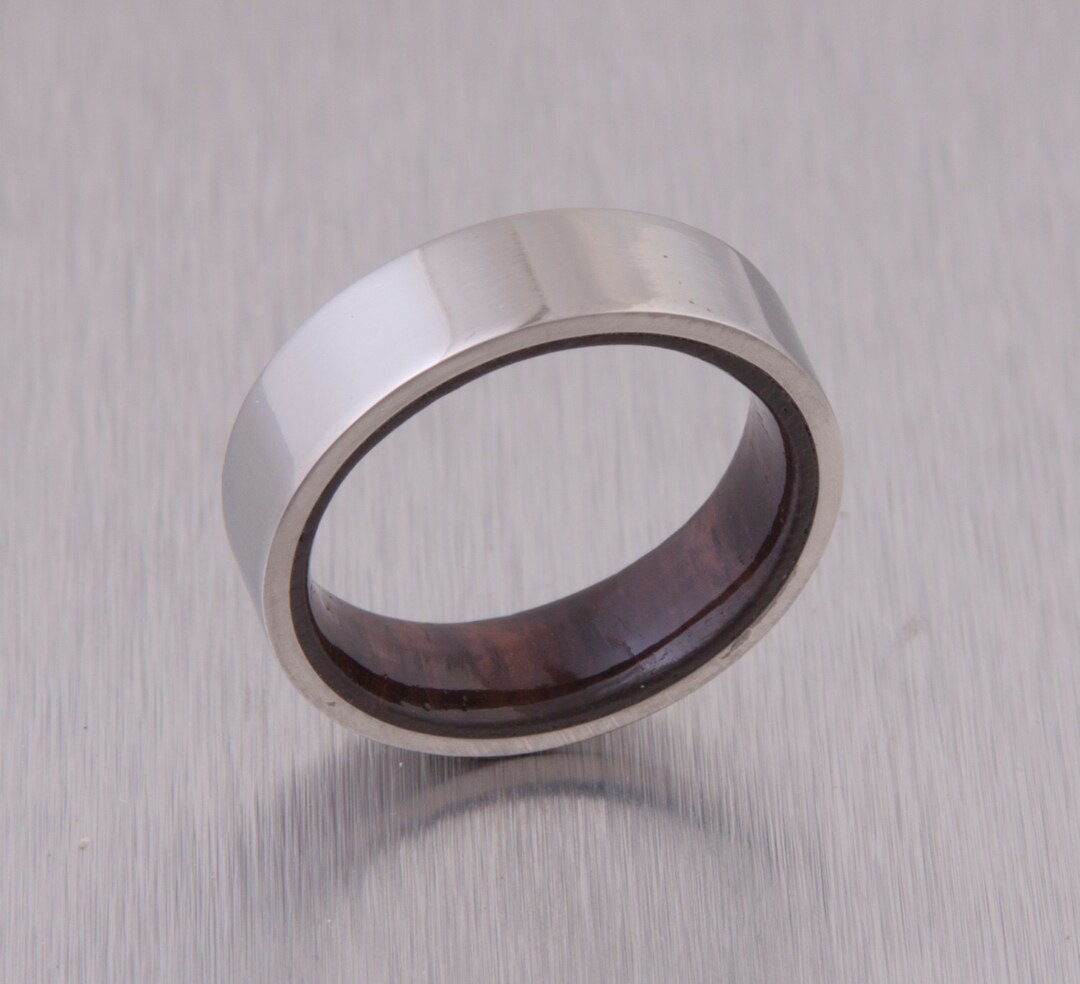 Man Wedding Band Mens Wood Wedding Band With Titanium Ring - Etsy