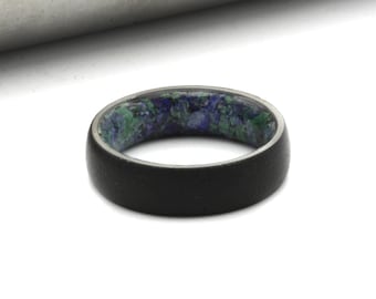 天然ラピスラズリ石チタンリング：ユニセックスプロミスバンド - Etsy 日本