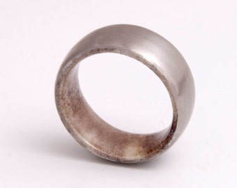 Deer antler ring for men and woman elk wedding ring titanium round band
