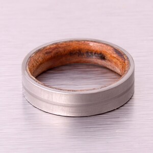 wood wedding ring flat band lined titanium wooden band for man and woman engagement wedding band size 3 to 16 brushed man wedding band image 5