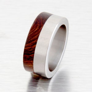 Titanium Wood Wedding Band Ring: Desert Ironwood Inlay