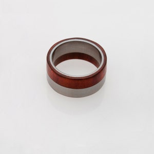 redheart wood ring titanium wood ring men mens wedding band flat ring men anniversary wood ring image 4
