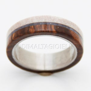 turquoise mens ring mens wedding band wood and antler with titanium and turquoise image 2