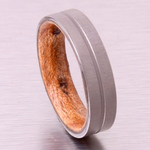 wood wedding ring flat band lined titanium wooden band for man and woman engagement wedding band size 3 to 16 brushed man wedding band image 9