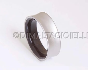 Handcrafted Titanium Wedding Band: Wenge Wood Inlay, Rustic Ring