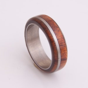 Titanium Ring Mens Wood Wedding Band with Titanium Ring man ring