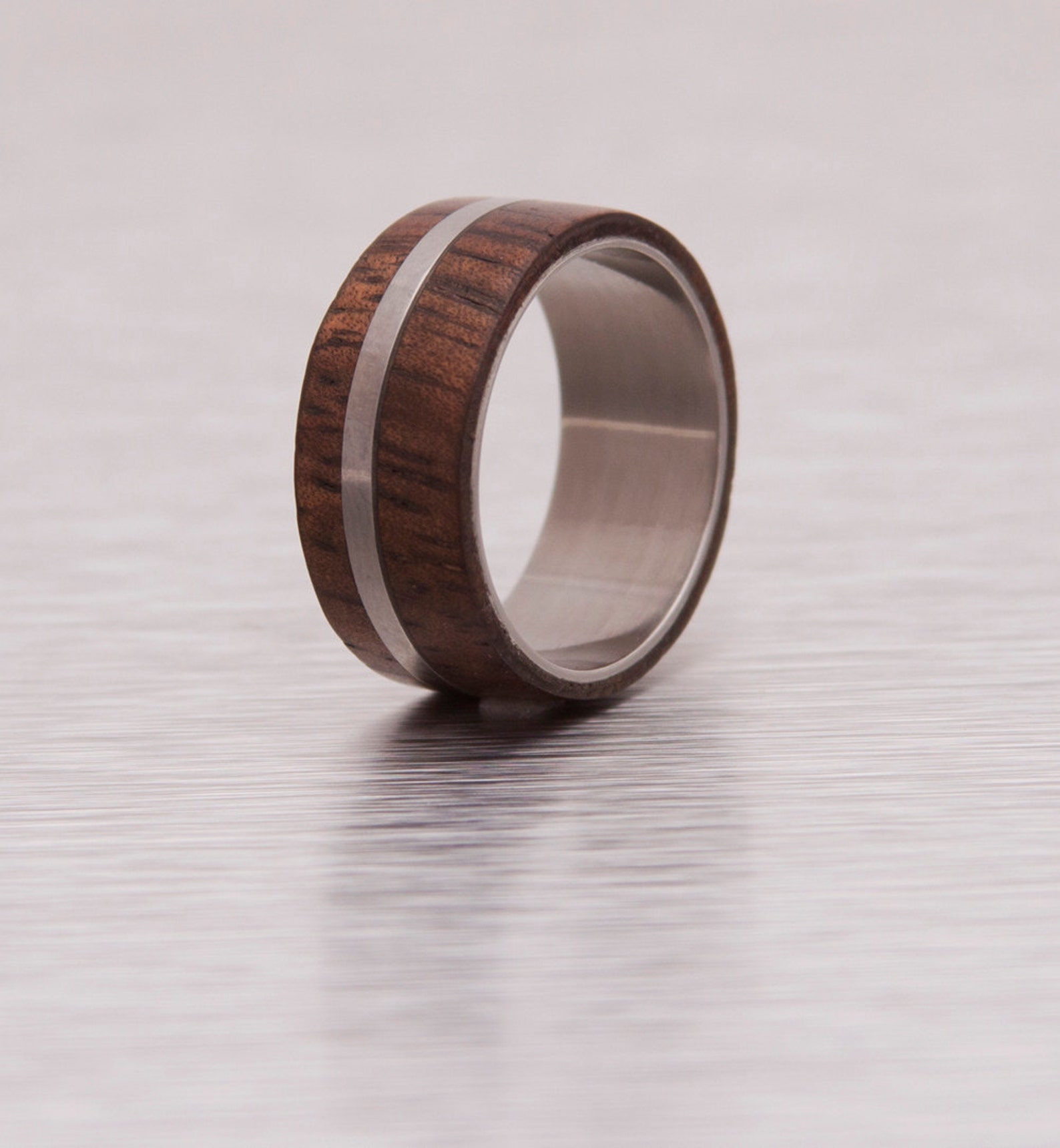 Mens Wood Ring With Titanium Ring Mens Wedding Band Ring Etsy