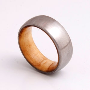 man wedding band Titanium Olive  Ring Mens Wood Wedding Band with Titanium Ring man ring