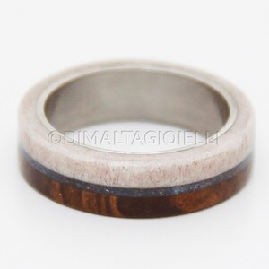 turquoise mens ring mens wedding band wood and antler with titanium and turquoise image 4