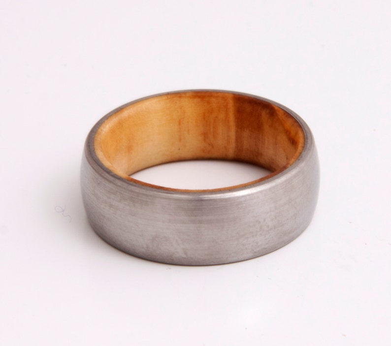 man wedding band wood ring olive with titanium wedding band man ring all size image 2