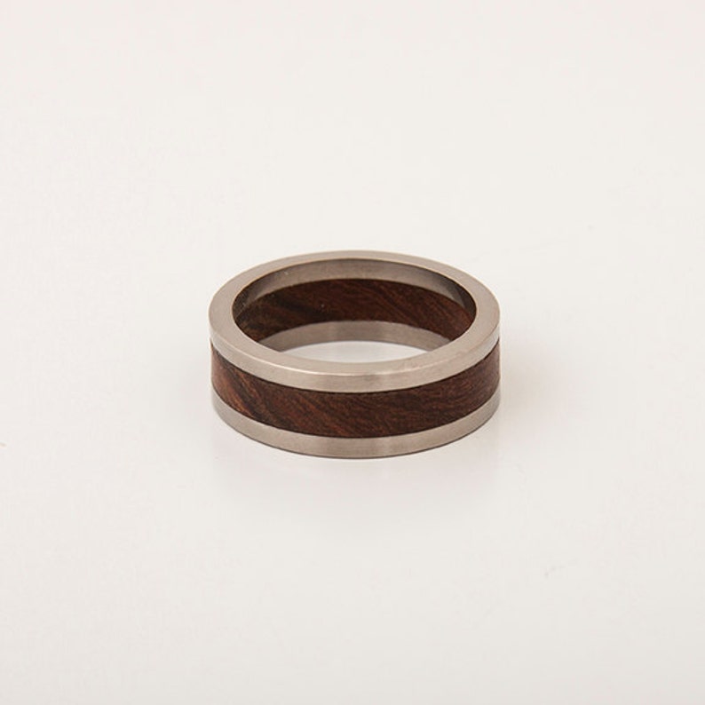 man wedding band Titanium Ring Man Ring Wood Ring Wood Wedding Band with iron wood image 3