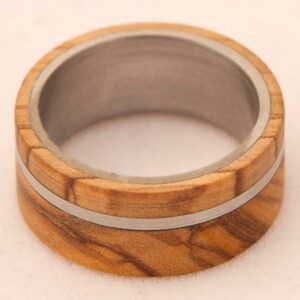 Titanium Ring man wedding band man ring olive wood ring titanium ring band mens ring image 4