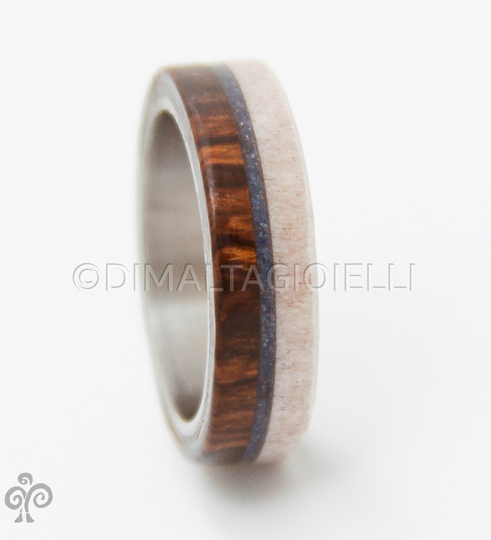 Turquoise Mens Ring Mens Wedding Band Wood and Antler With Etsy