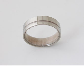 Titanium Ring with Deer Antler Inlay - Comfort Fit Wedding Band