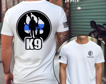K9 Paw Print T-Shirt: Police Dog Silhouette, Thin Blue Line