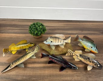 魚群の壁飾り、Google Eyes、気まぐれな魚、民芸品の魚、木製の魚の