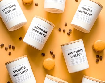 Bakery Scented Soy Candle Set | Vanilla Caramel, Almond Macaron, Coffee