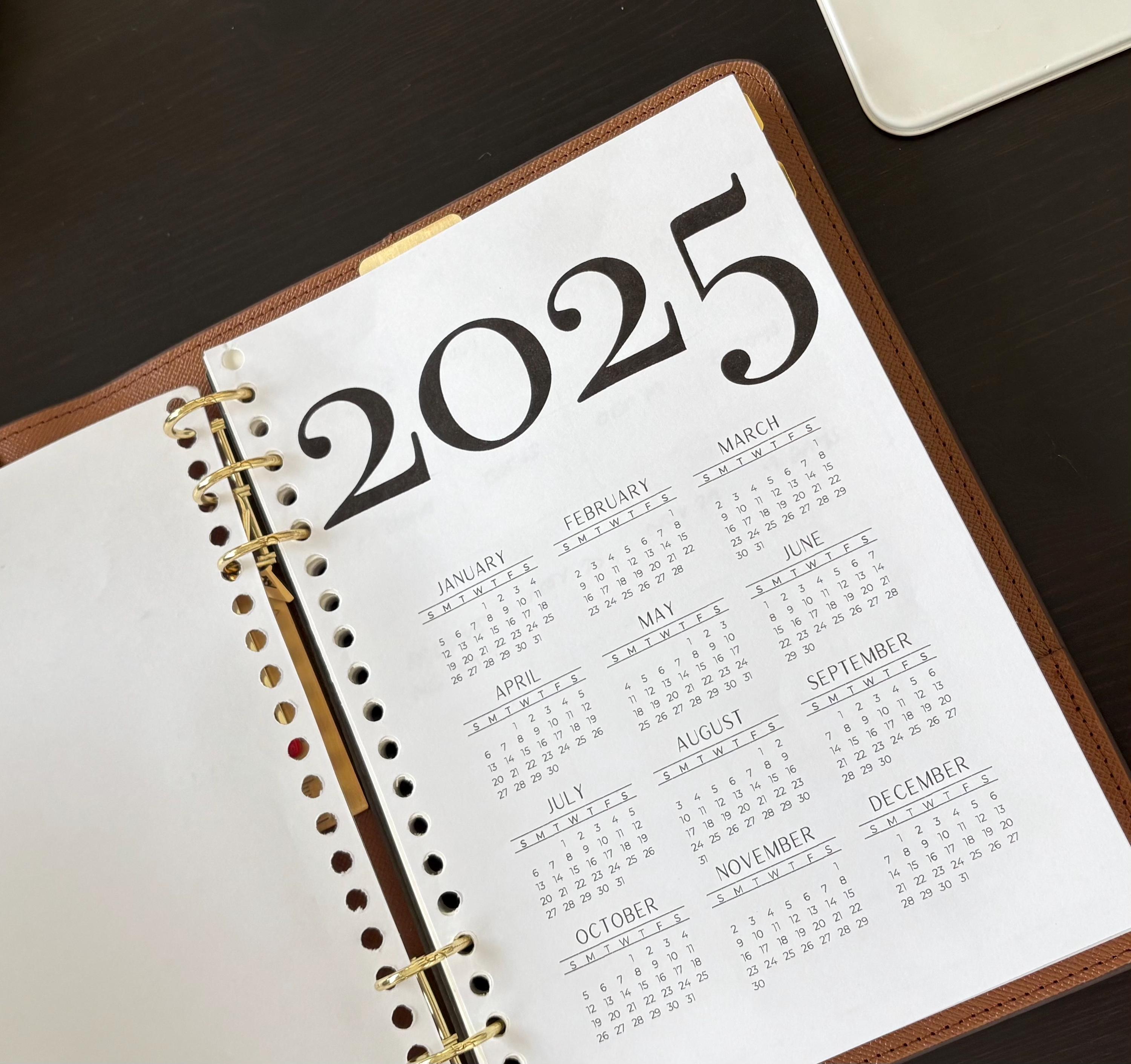 2025 Printable Planner Dividers – A5, A4, Letter, Half Letter | Elegant ...