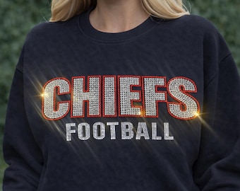 Chiefs Rhinestone Sweatshirt, Sparkle Game Day Football Shirt