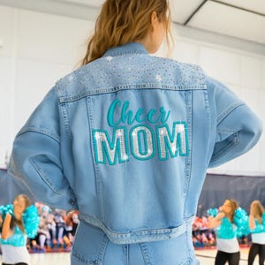 Custom Denim Jacket, Cheer Mom* Embroidery and Rhinestone Jean Jacket* Cheer Mom, Custom Denim Jacket. *FREE SHIPPING*Cheer Mom Jean Jacket!