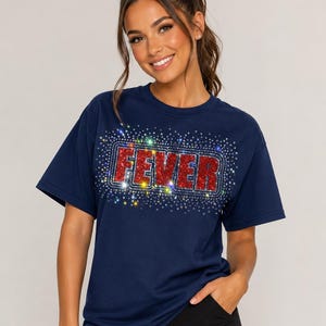 Fever Rhinestone Glitter Basketball T-Shirt | Sparkly Game Day Tee (Gildan 2000)